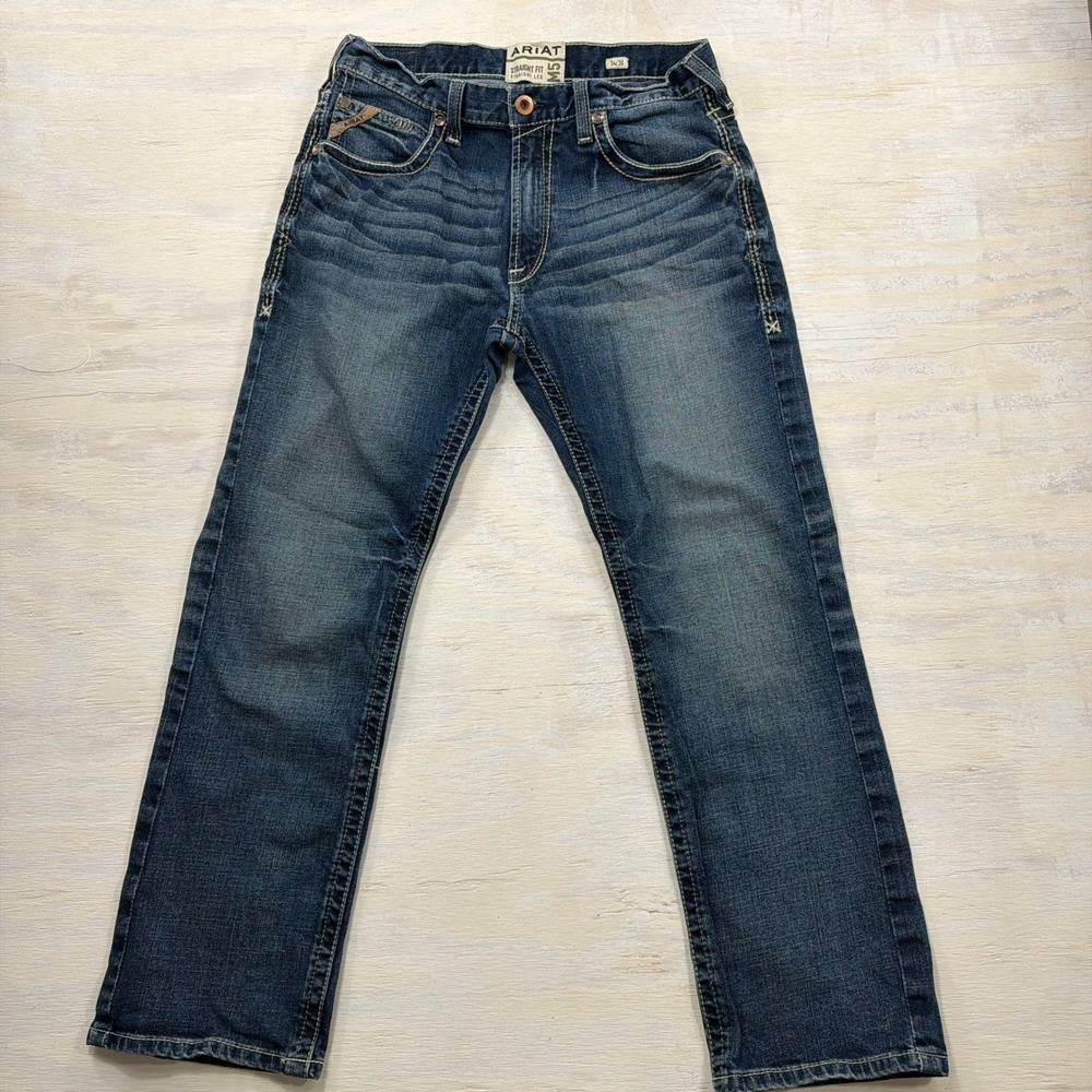Ariat Jeans M5 Straight Fit 34/30 Straight Leg Medium Wash Denim Mens